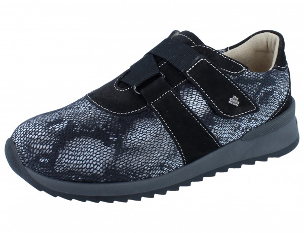 FINN COMFORT FINNSTRETCH Hasselt Damen Halbschuh nero/schwarz Stretchsnake/Nubuk