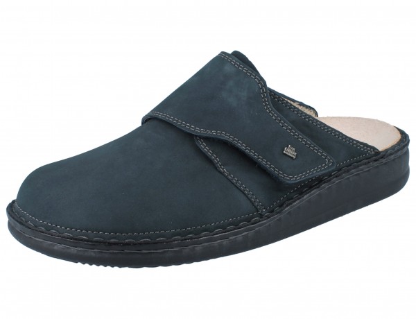 Finn Comfort Amalfi Herren Clog mit Klettverschluss petrol Nubukleder