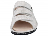 Vorschau: Beige Damen Bequem Pantolette drei Klettriemen schwarze Sohle genarbtes Glattleder Wechselfußbett Vorschau: Beige Damen Bequem Pantolette drei Klettriemen schwarze Sohle genarbtes Glattleder Wechselfußbett