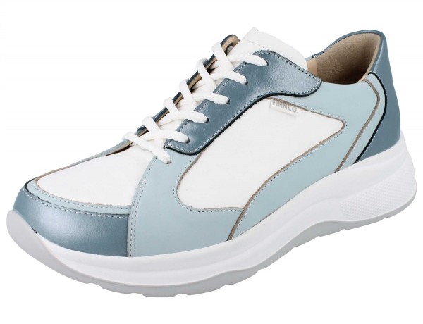 Blau weisser Damen Schnürhalbschuh mit heller Laufsohle