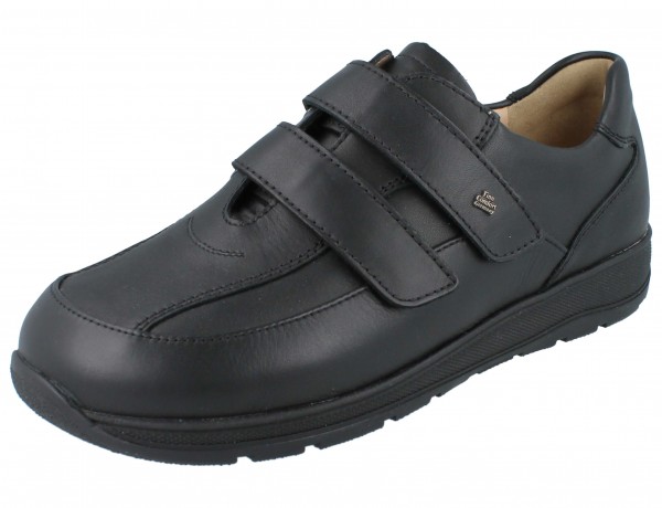 Finn Comfort Herren Kletthalbschuhe zwei Klettriemen schwarz Glattleder