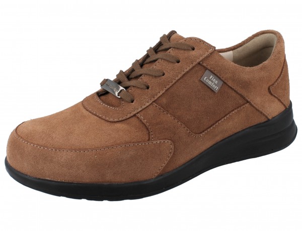 FINN COMFORT Corato Damen Halbschuhe Schnürschuhe braun cognac/Velour