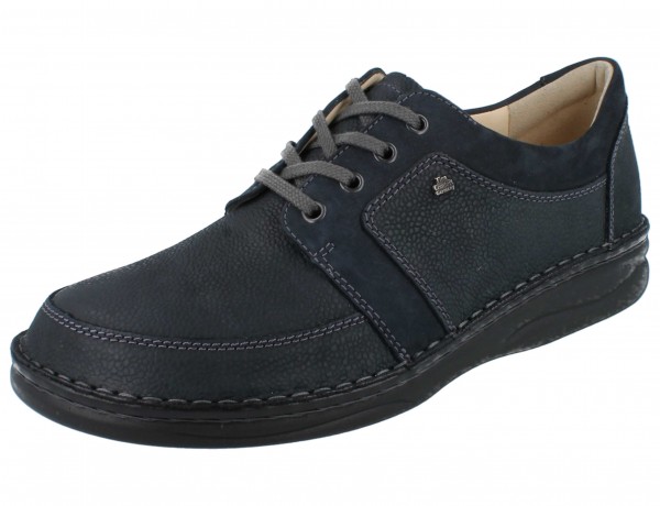 Finn Comfort Herren Schnürhalbschuhe dunkelblau Nubukleder
