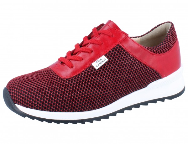 Finn Comfort Damen Schnürschuhe Sneaker rot Glattleder Mesh