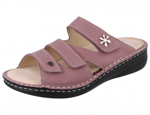 Rosefarbene Nubukleder Hausschuhe extra weich mit dunkler Laufsohle und Schmuckstein