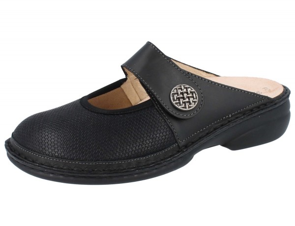 Finn Comfort extra weicher Damen Clog mit Stretch schwarz