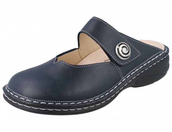 Damen Glattleder Clog in atlantic blau