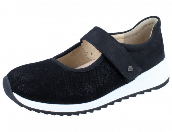 FINN COMFORT FINNSTRETCH Assenza Damen Halbschuh Ballerina schwarz Stretchkroko