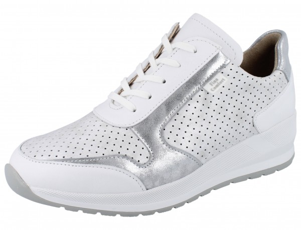 Finn Comfort Mori Damen Halbschuhe Stretch weiss silber Leder