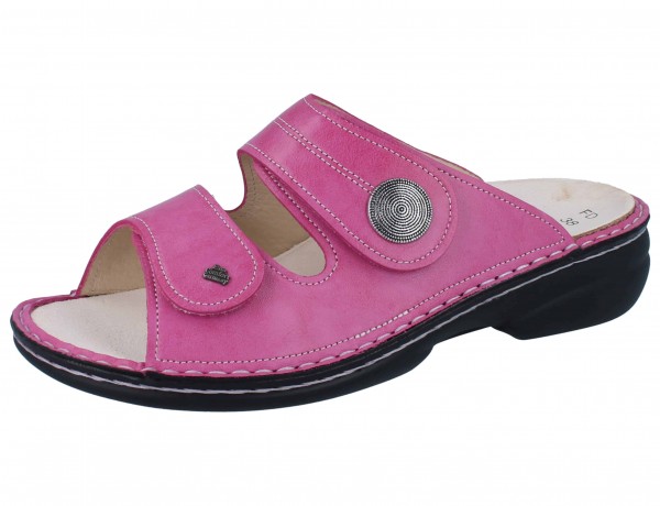 FinnComfort Sansibar Damenklettpantolette pink Glattleder