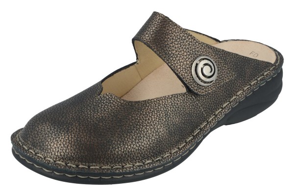 Finn Comfort Damen Clog mit Riemen kupfer Glattleder glänzend