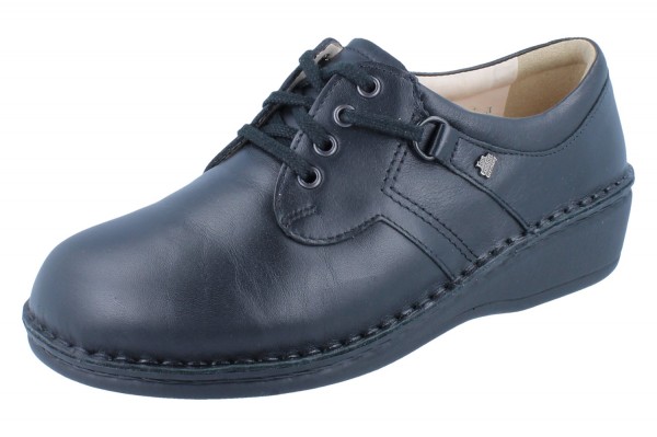 Finn Comfort Damenhalbschuhe Schnürschuhe sensible Füße schwarz Glattleder