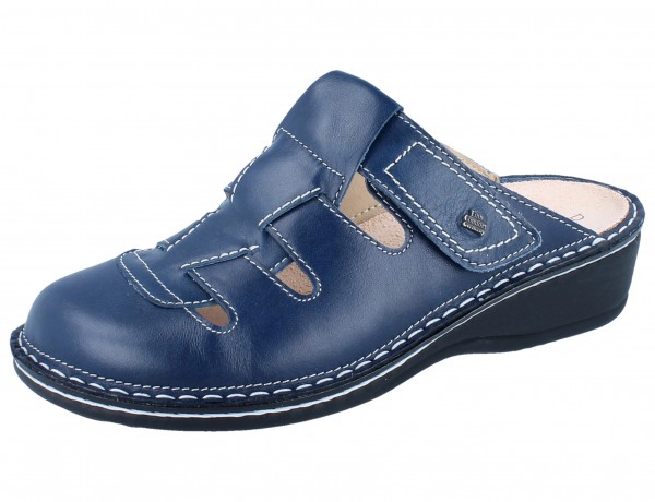 Finn Comfort Java Damen Clog blau Glattleder