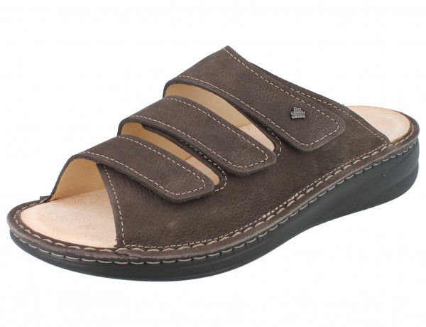 Herren Pantolette mit 3 Riemen in dunkelbraun aus Nubukleder