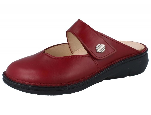 Finn Comfort bequeme Damen Leder Clogs in rot