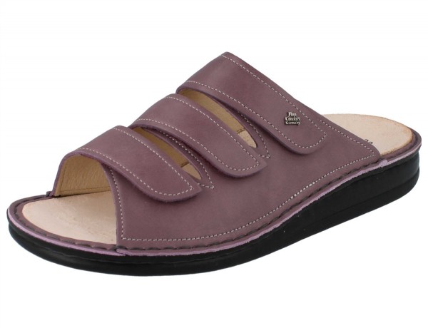 Altlila Damen Pantolette drei Klettriemen schwarze Sohle Wechselfußbett
