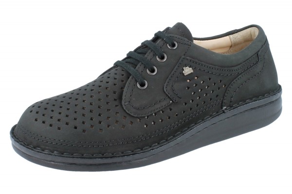 Finn Comfort Damen und Herren Schnürhalbschuhe schwarz Nubukleder