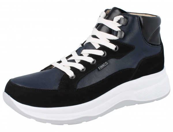 Daytona knöchelhohe Damensneaker blau schwarz Leder mit Wechselfußbett