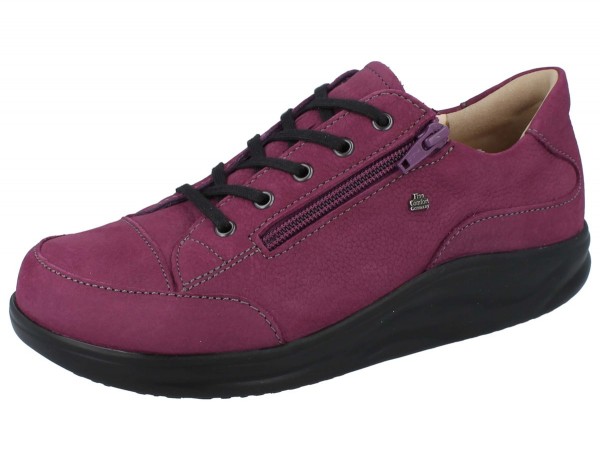 Finn Comfort lila Damen Schnürhalbschuhe mit Abrollsohle und Reißverschluss