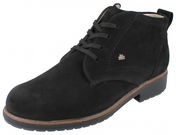 Finn Comfort Damen Schnürstiefelette braune Zwischensohlenrand schwarz Nubukleder