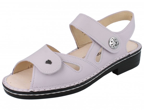 Glattleder Damen Sandalette mit Klettverschluss in hell lila 