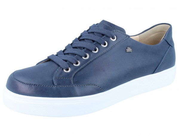 Finn Comfort Brandom blaue Herrenschnürschuhe Glattleder