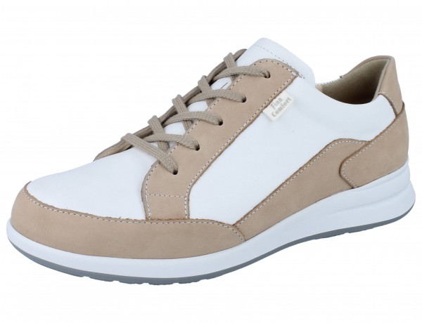 FinnComfort Prato Damen Schnürhalbschuhe besonders weiche Einlage beige weiß Leder