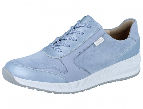 FinnComfort Mori Damen Schnürhalbschuhe mit Reißverschuß Stretch hellblau Nubukleder