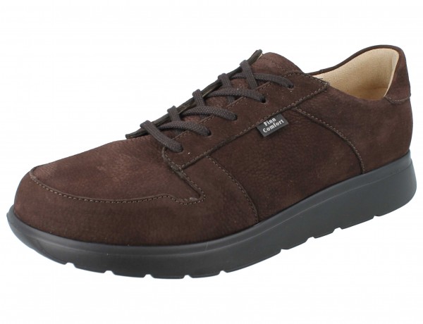 Finn Comfort Herren Schnürhalbschuhe mit seitlichem Reißverschluss aus Nubukleder in Dunkelbraun 