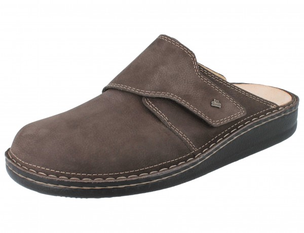 Herren Pantolette aus Nubukleder in dunkelbraun mit Klettverschluss