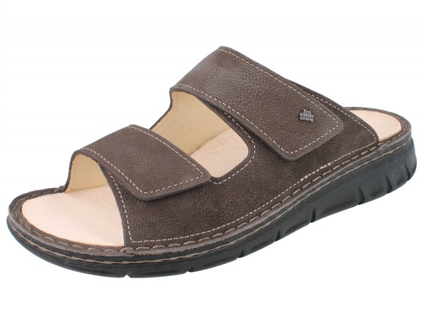 Braune Herren Pantolette aus Nubukleder leicht genarbt mit dunkler Laufsohle