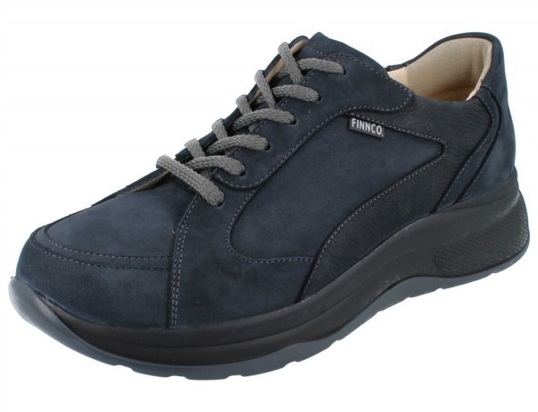 Dunkelblaue Schnürhalbschuhe aus Nubukleder mit Wechselfußbett