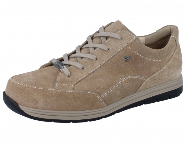 Extra breiter Finn Comfort Herren Schnürschuh Osorno mit seitlichem Reißverschluss beige Nubukleder
