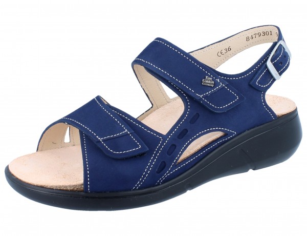 FinnComfort Suva Damen leichte Sandale in blau Nubukleder