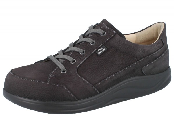 Finn Comfort Damen Schnürhalbschuhe mit Abrollsohle schwarz mit Nubukleder