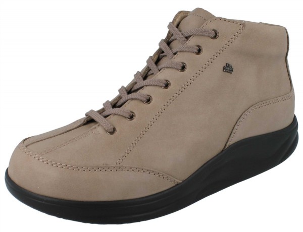 beiger Damen Schnürschuh knöchelhoch mit Reißverschluss Glattleder schwarze Sohle
