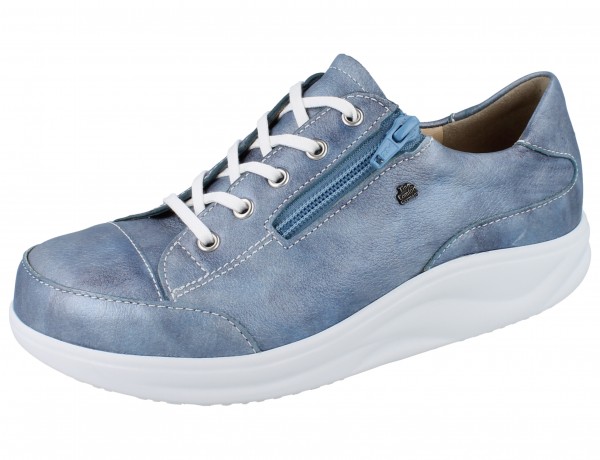 Finn Comfort Damen Schnürerhalbschuhe mit Reißverschluss Hachiouji jeansblau Glattleder
