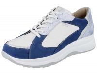 Damen Sneaker weiß blau silber aus Glatt- und Nubukleder mit heller Sohle  Damen Sneaker weiß blau silber aus Glatt- und Nubukleder mit heller Sohle