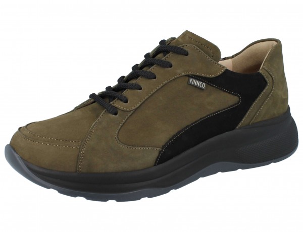 FINN COMFORT FINNCO Piccadilly Herren Schnürschuh grün olive schwarz Nubukleder