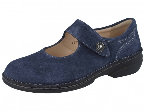 FINN COMFORT Laval Damen Halbschuhe Ballerina blau indigo Velourleder