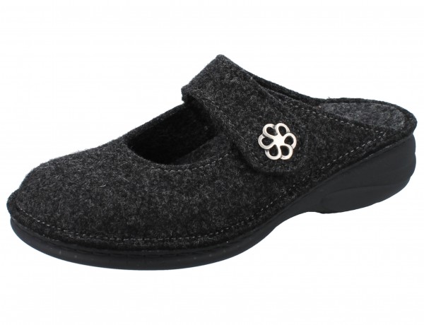 FINN COMFORT Brig Damen Hausschuhe grau anthrazit/Wollfiilz
