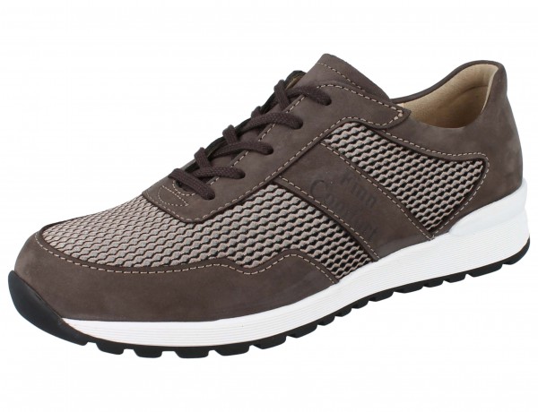 Finn Comfort Herren Leder Schnürhalbschuhe mit Mesh in braun und Wechselfußbett