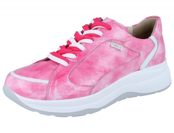 Quietschpinker Damen Schnürschuh mit Pink-weissen Schnürsenkeln aus Lackleder