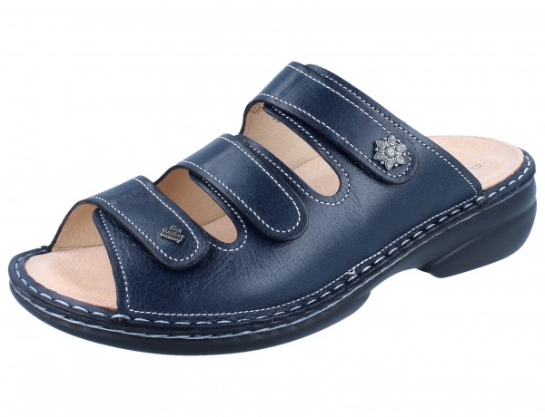 FINN COMFORT Menorca Soft Damen Pantolette blau Glattleder