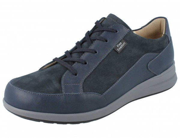 Finn Comfort Damen Halbschuhe mit extra gedämpfter Sohle aus Nubukleder in Dunkelblau