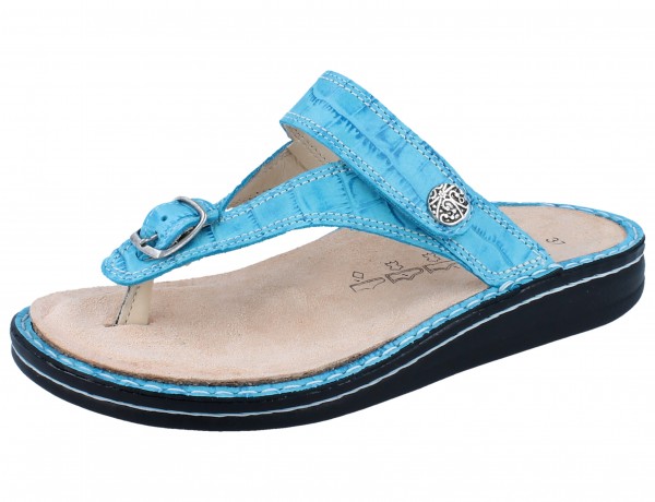 FINN COMFORT Alexandria Soft Damen Zehenstegsandale Pantolette blau aqua/Bora